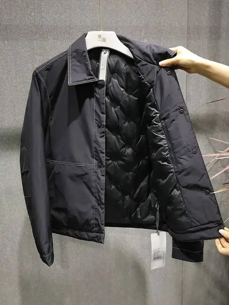 Simple Padded Jacket Men's Autumn Winter Coat 2025 Streetwear Lightweight Down Jacket Casual Versatile Thick Warm Button Coat