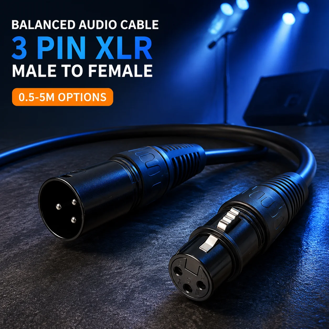 3 Pin XLR Male to Female Balanced Microphone Cable Audio Extension Cord for Mixer Amplifier Active Speaker Studio Stage 0.5m-5m