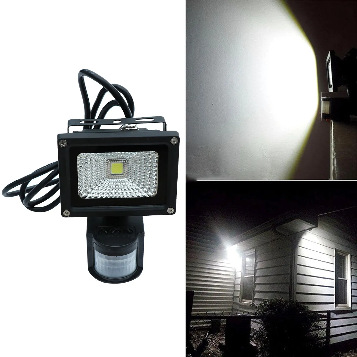 10W Waterproof LED Flood Light Motion Sensor Adjustable Angle Outdoor Garden Yard Lawn Landscape Lighting
