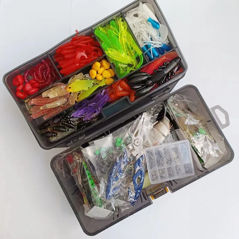 Luya-Köder, 439-teilig, mehrschichtiger Köder, harter Köder, Paillettenknopf, Fisch, Angelausrüstung, Kunstköder-Set