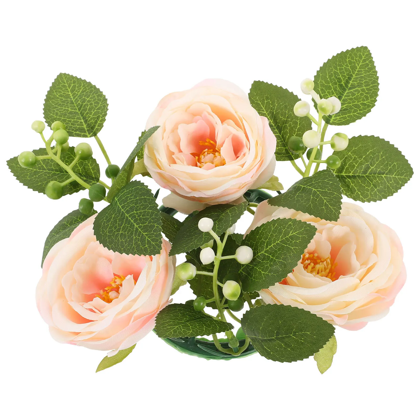 

Small Artificial Tea Flower Wreath Realistic Leaf Table Decor For Wedding Party Christmas Home Centerpiece