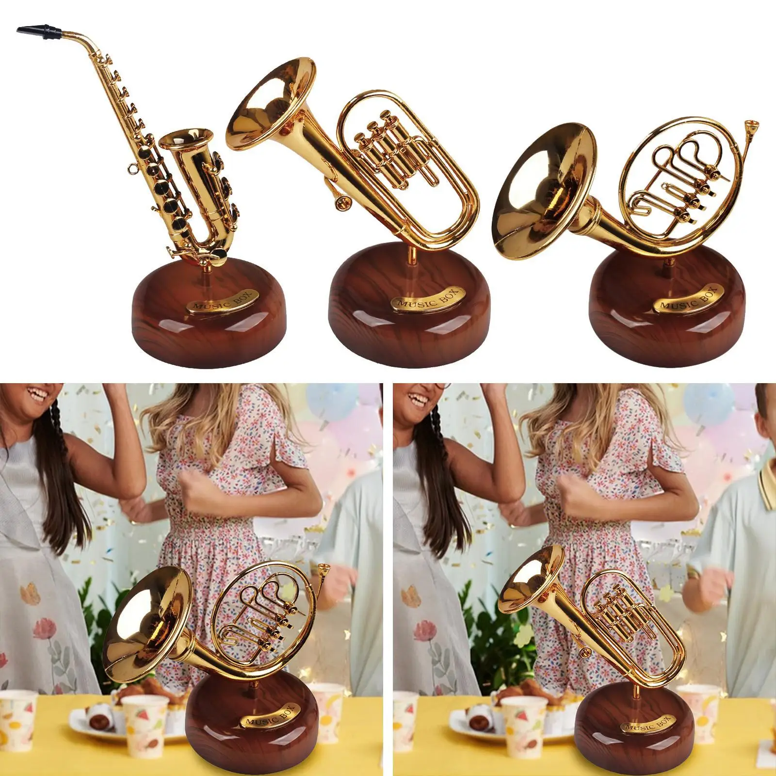 Saxophone Music Box Friend Gift Home Decoration for Mantel Indoor Desktop