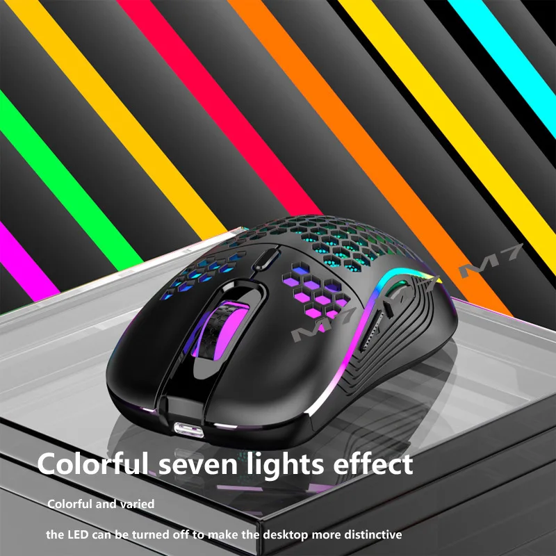 Mouse recarregável sem fio para jogos, RGB Backlight, Respirando Gamer Mice para PC, Laptop, Leve, 1600DPI