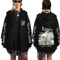 Banda de rock Korn Follow The Leader Tour 2014 Sudadera con capucha con cremallera Hombres Mujeres Retro Gótico Metal Zip Up Chaqueta Casual Sudaderas de gran tamaño