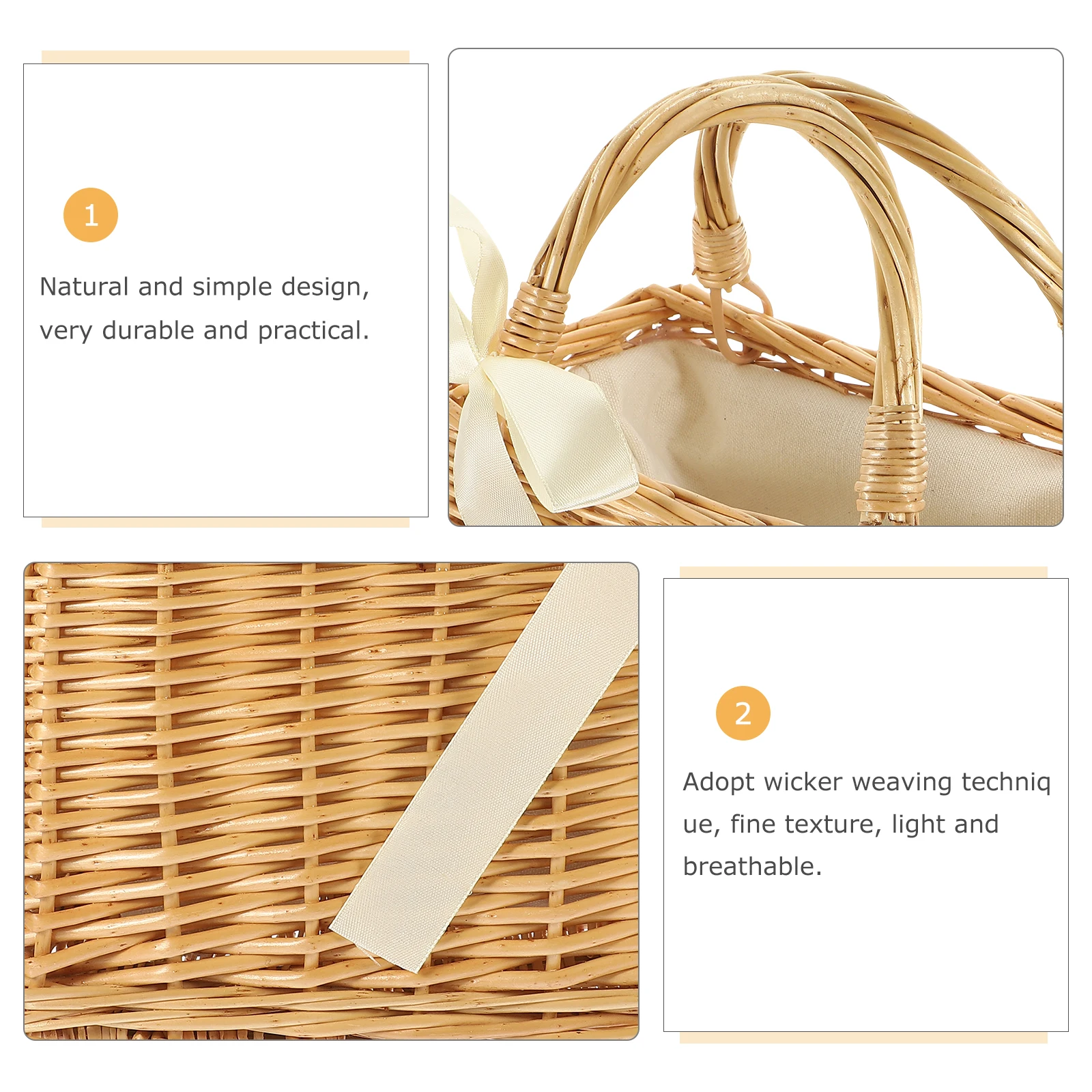 

Portable Outdoor Hand-Woven Flower Holder Purse Handle Basket Vegetables Storage Basket Decorative Wicker Purse 9\