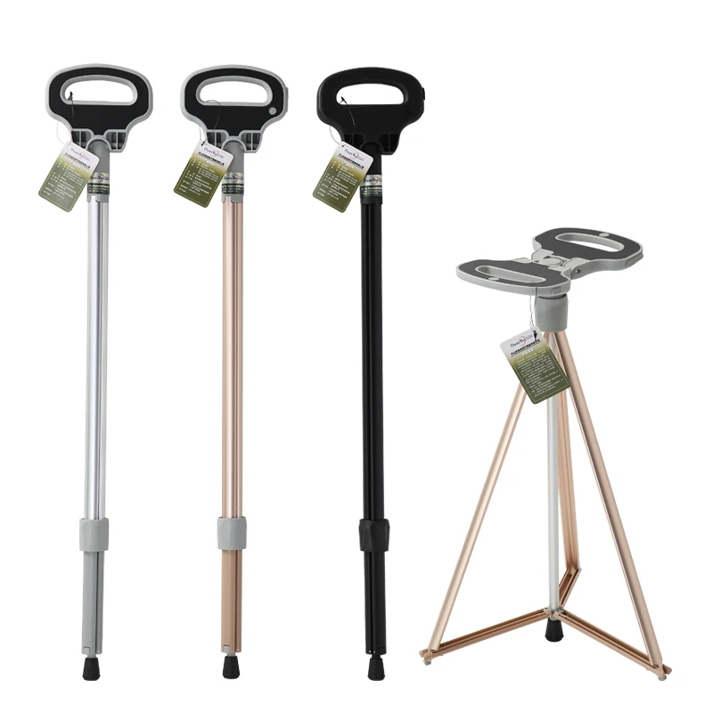 

Alpenstock Multi-Functional Walking Stick Travel Climbing Crutch Stool Lightweight Non-Slip Walking Stick Chair Hand Stool