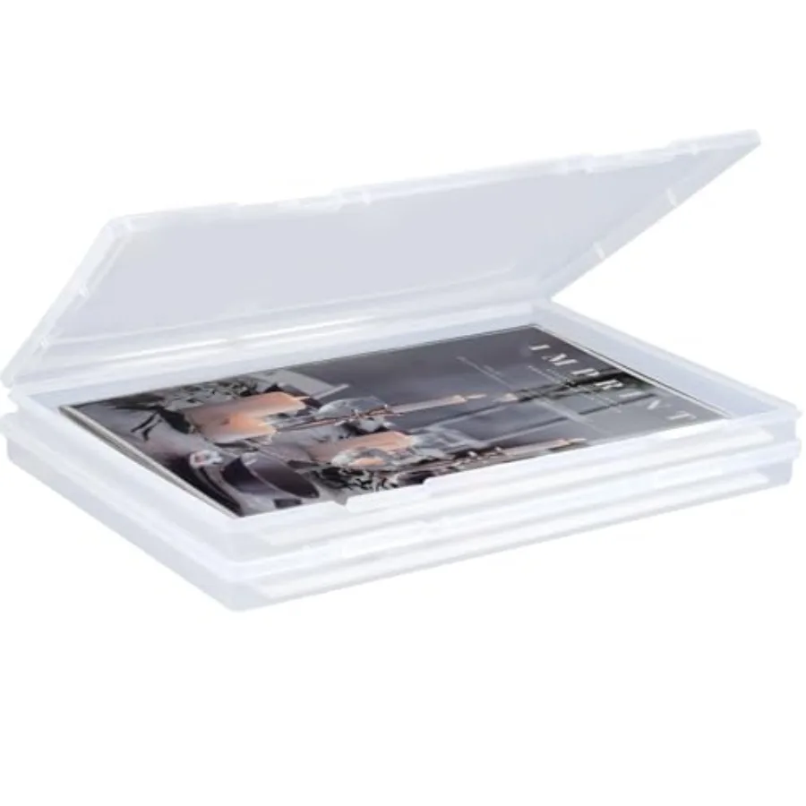 

2 упаковки, портативный чехол для проекта, пластиковый прозрачный ящик для хранения файлов формата А4 для бумаги 8 x 11,5 дюймов, тонкий контейнер для хранения фотографий и рукоделия