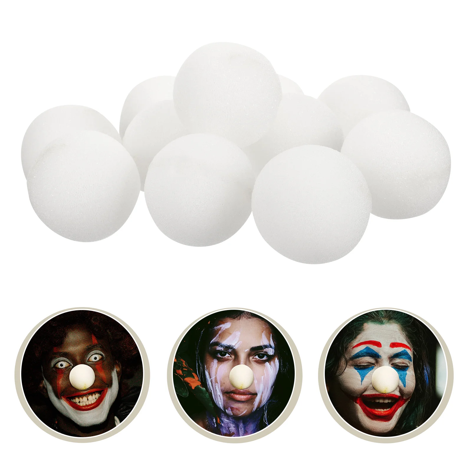 20 Pcs White Clown Nose Sponge Ball Accessories Makeup Costume Props Party Dress 20pcs Circus Noses Carnival Blank