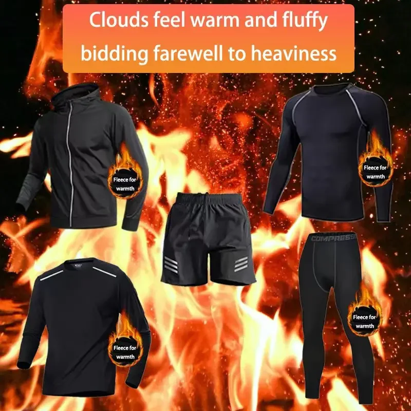 2025 New autumn and Winter Running Set of 5 pieces, warm and comfortable, not afraid of ice and snow