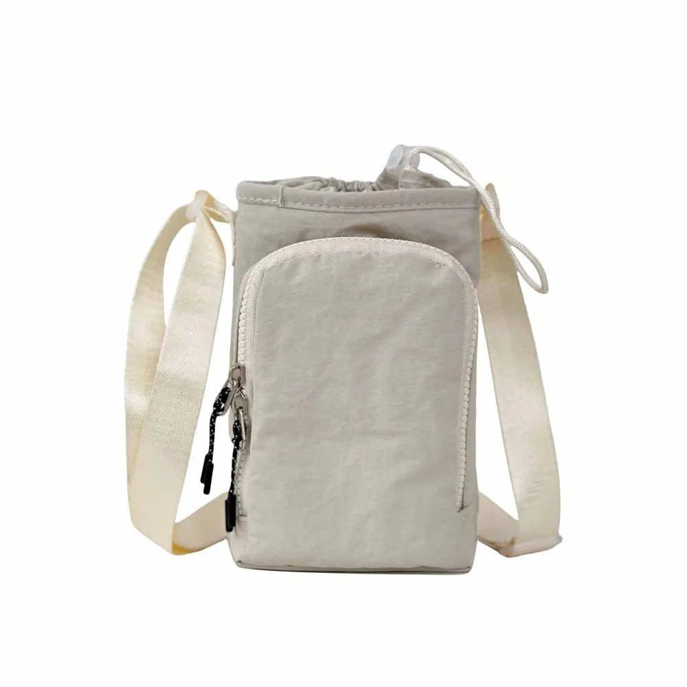 

Shoulder Strap Water Bottle Carrier Bag Nylon Quick Drying Crossbody Water Bottle Purse Handle Drawstring Open To