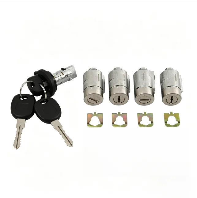 5pcs Door Lock Cylinder Set Stainless Steel For Express 1500 2500 3500 For GMC For Savana 2001-2007 Ignition Key Replacement