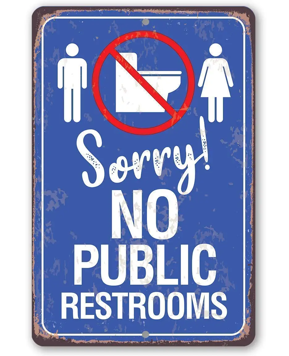 Y1, panneau de signalisation mural « Désolé, toilettes publiques non disponibles » - panneau de salle de bain et de toilettes classique, pour la maison, les restaurants, les bureaux et les entreprises, 8x12 pouces, utilisation intérieure