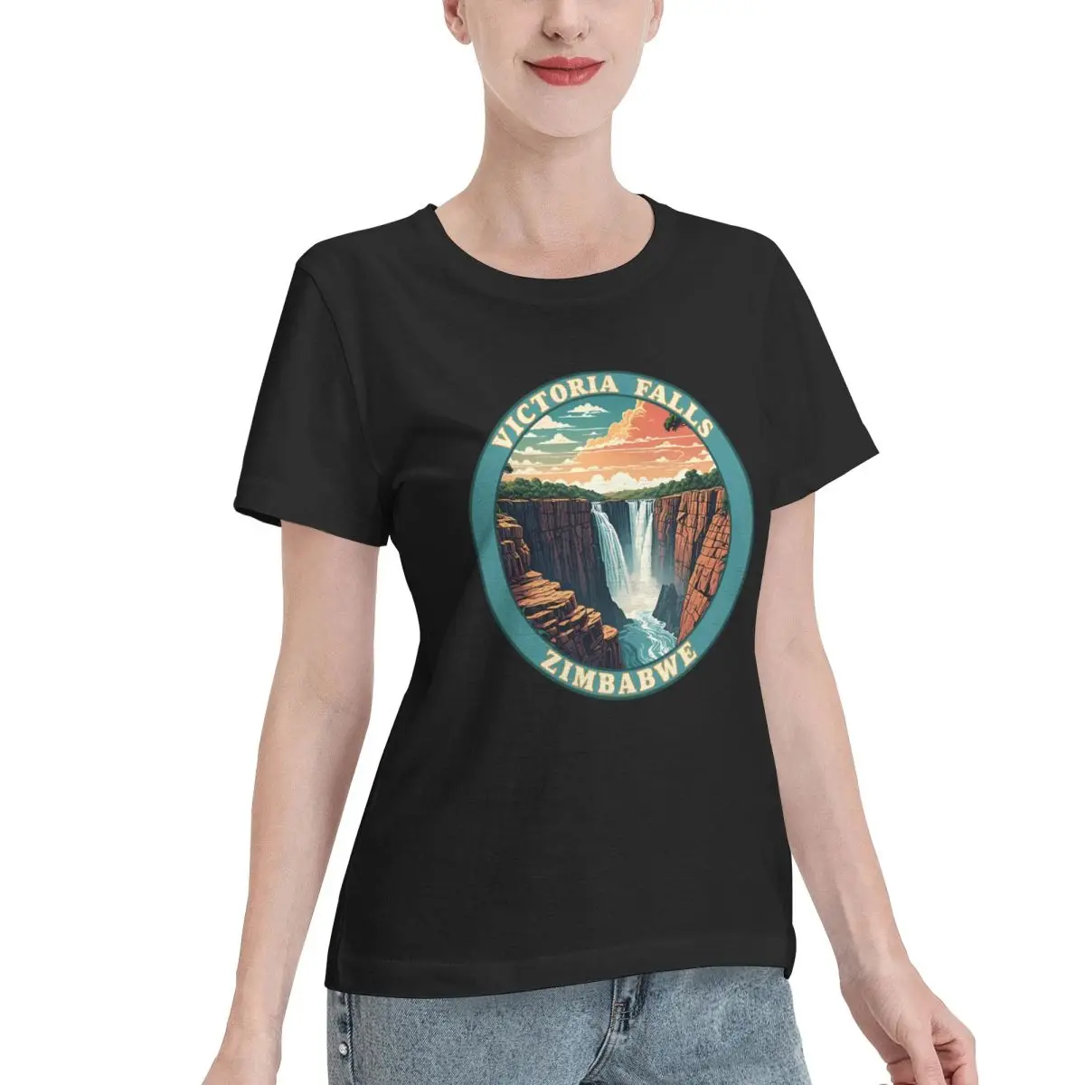 Everyday Essential Victoria Falls Zimbabwe Women's T-shirt Sensual Basic Tops For Women