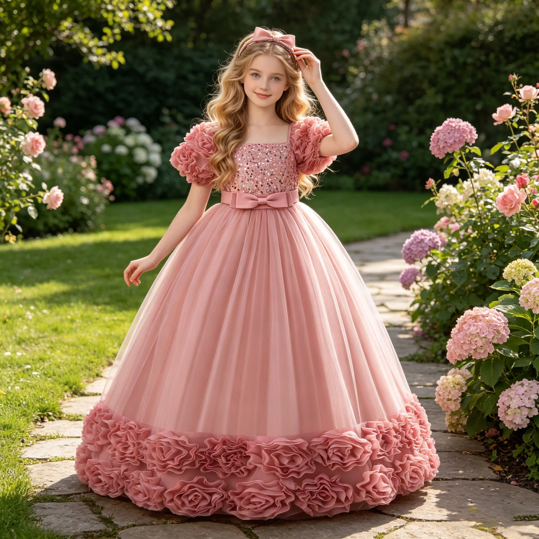Summer Flower Girls Party Dress Elegant Tulle Bridesmaids Wedding Princess Dresses Girl Gala Birthday Evening Christmas Costumes