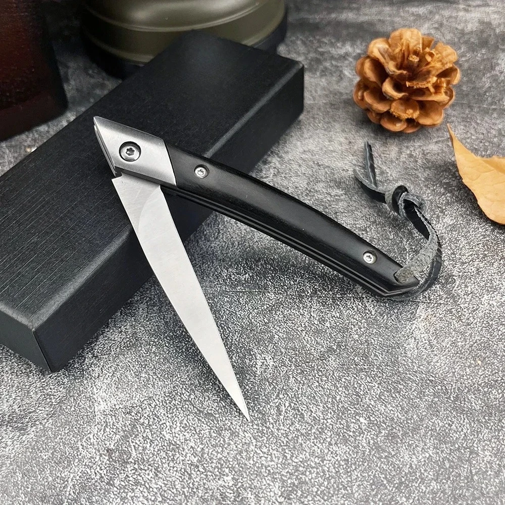 Aventura portátil dobrável lâmina faca auto-defesa caça punho de madeira edc resgate caminhadas ferramenta selva sobrevivência faca prática