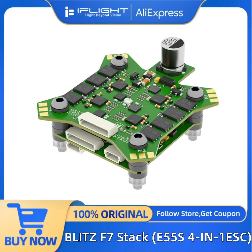 

﻿ iFlight BLITZ F7 Stack (E55S ESC) with BLITZ F7 V1.2 Flight Controller / BLITZ E55S 4-IN-1 45A 2-6S ESC for Racing FPV Parts