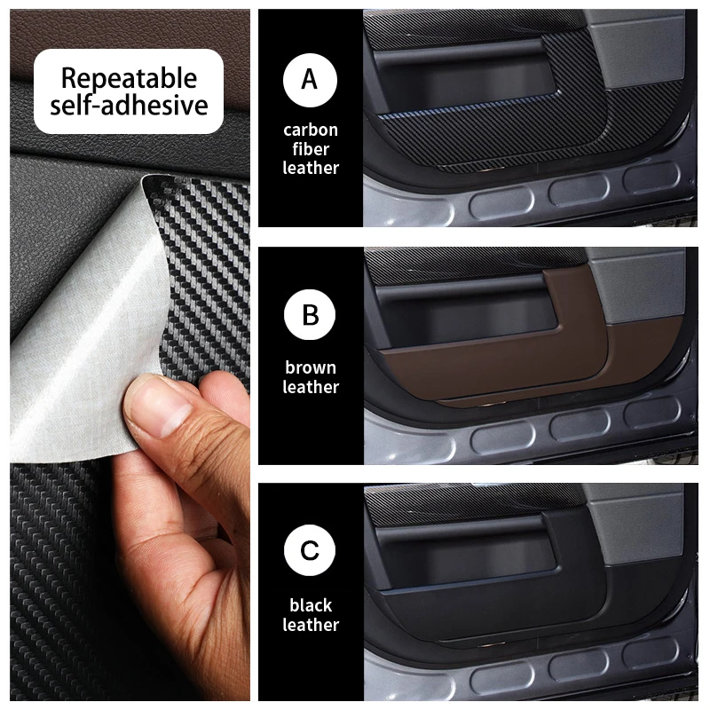 For Land Rover Range Rover Executive 2019-2024 Car Door Anti-kick Pad Carbon Fiber Leather Protection Film Decorative Stickers