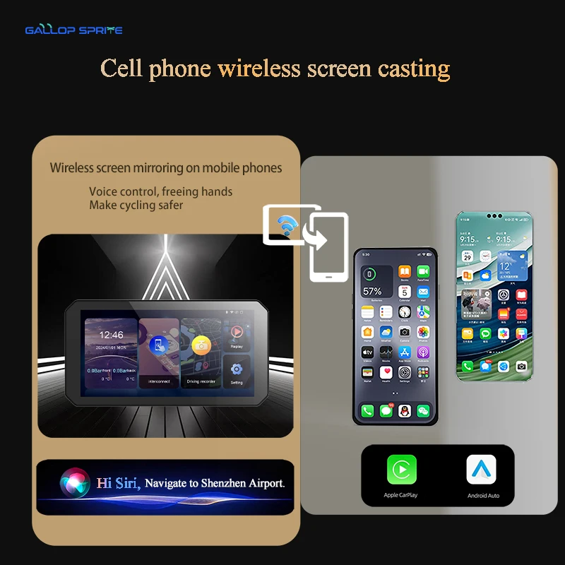 جالوب سبرايت 6 بوصة لاسلكية CarPlay دراجة نارية أندرويد السيارات المحمولة نظام تحديد المواقع والملاحة شاشة عرض IP67 مشغل ذكي مقاوم للماء