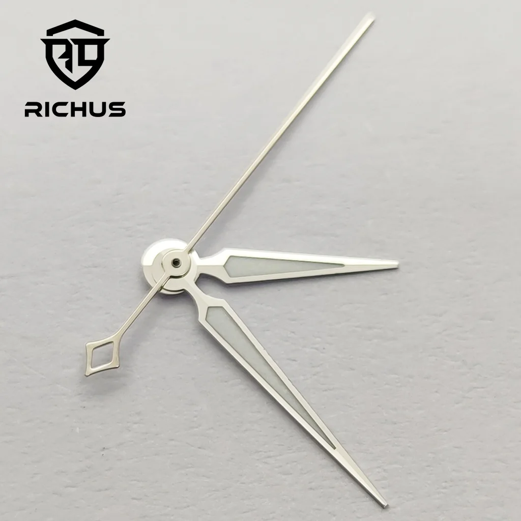 RICHUS NH35 시계 바늘 실버 시계 바늘 녹색 빛나는 맞춤 NH34 NH35 NH36 무브먼트
