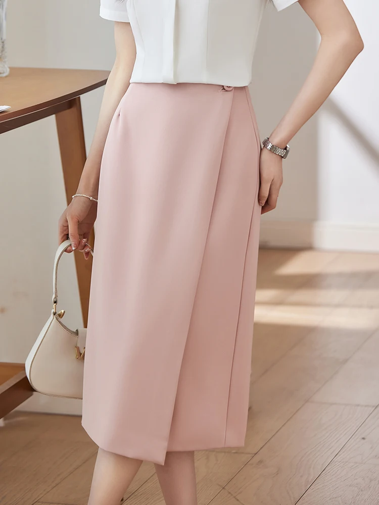 Casual High Waist Slimming Straight Cut Commute Workplace Long Skirt Women's  Midi Skirt Design Sensation  Style