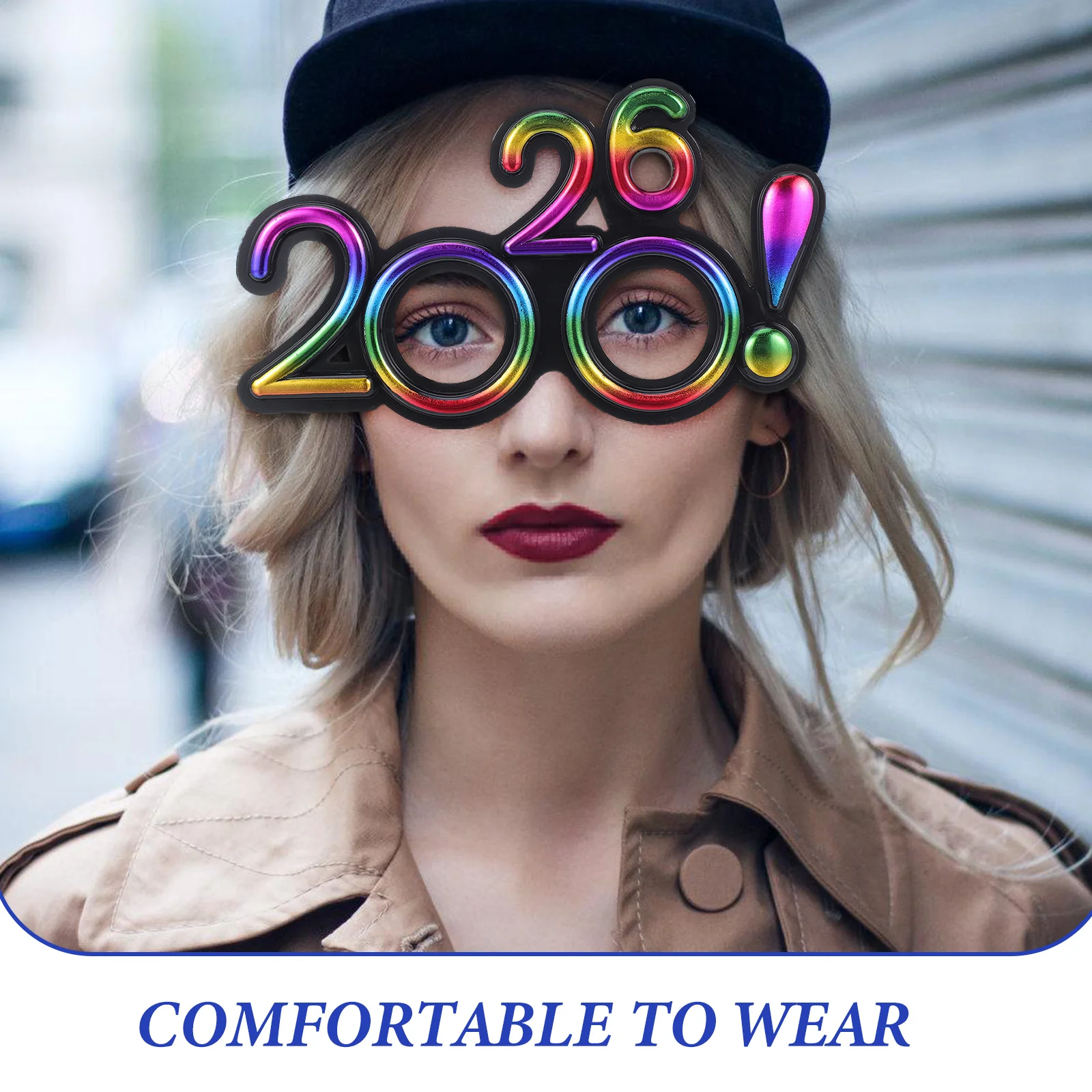 

Набор из 5 забавных пластиковых очков для новогодней вечеринки 2026, реквизит для фотозоны, аксессуары для празднования, товары для Нового года