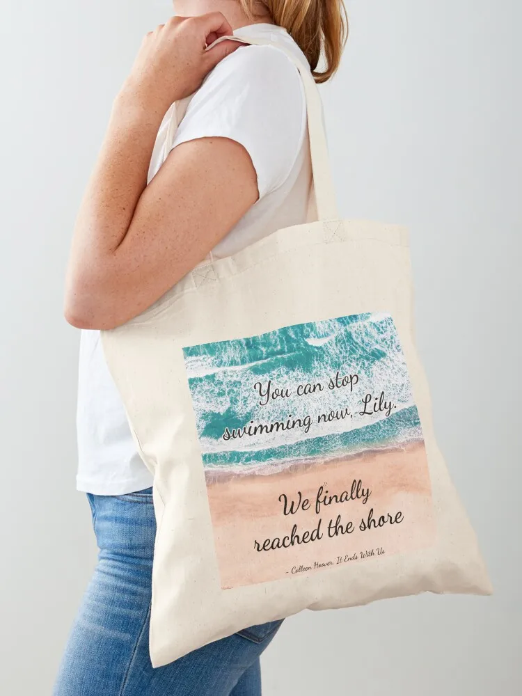 It Ends With Us quote with background Tote Bag shopper bag woman Canvas bag sac pour femme tote university