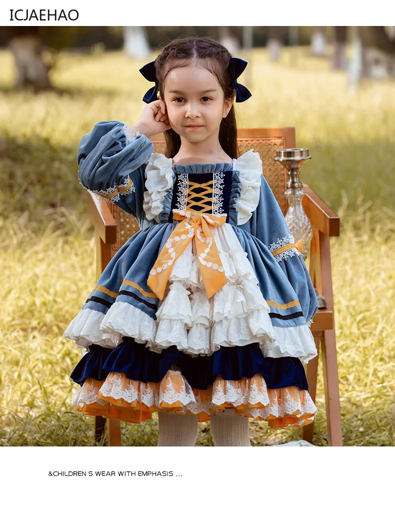 ICJAEHAO Autumn Winter New Girls Lolita Dress Children's Princess Velvet Tutu Desses for Baby Kids Clothes Birthday Vestidos images - 6