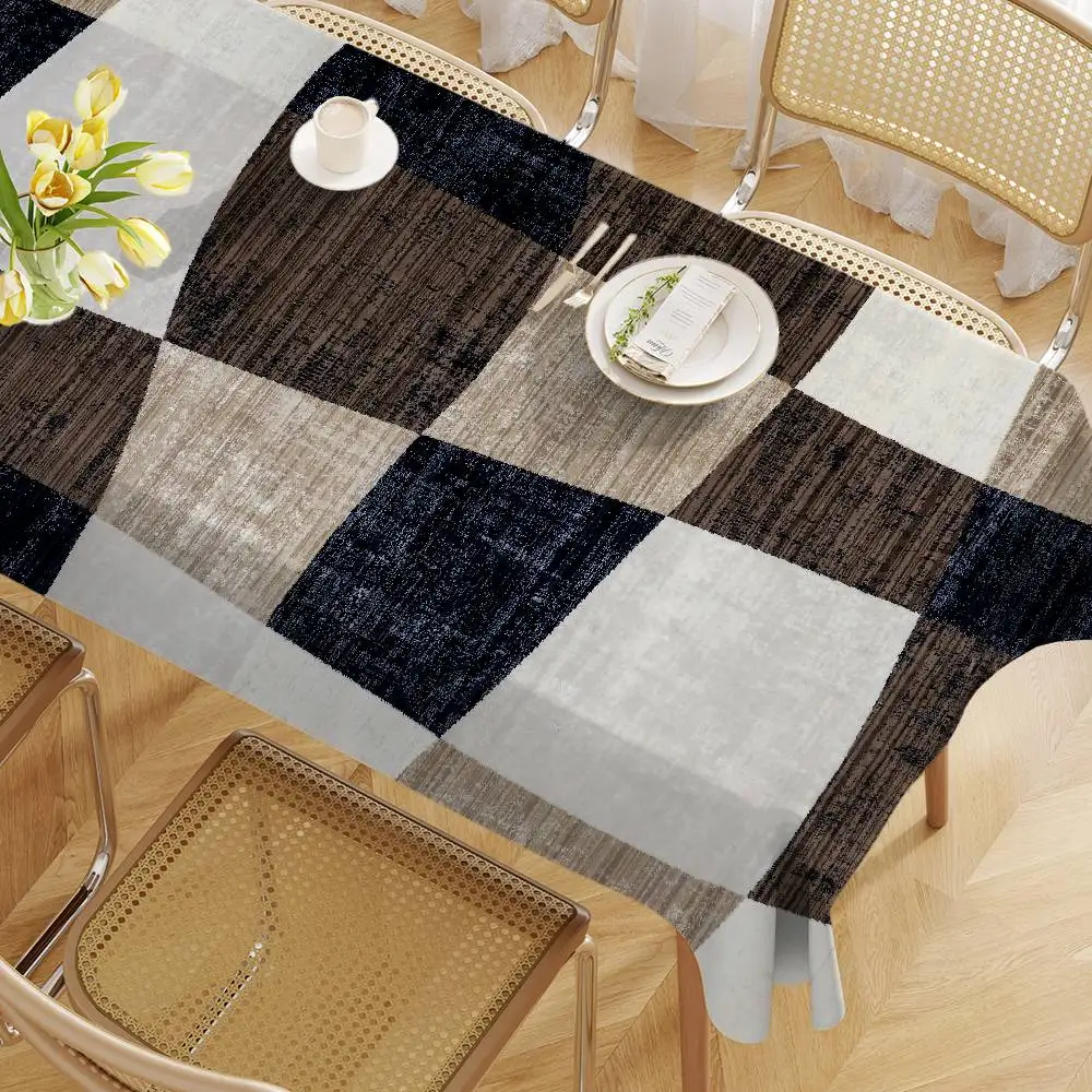 Geometric Pattern Rectangle Tablecloth - Sun-Resistant For Balconies, Tea Time & Casual Gatherings