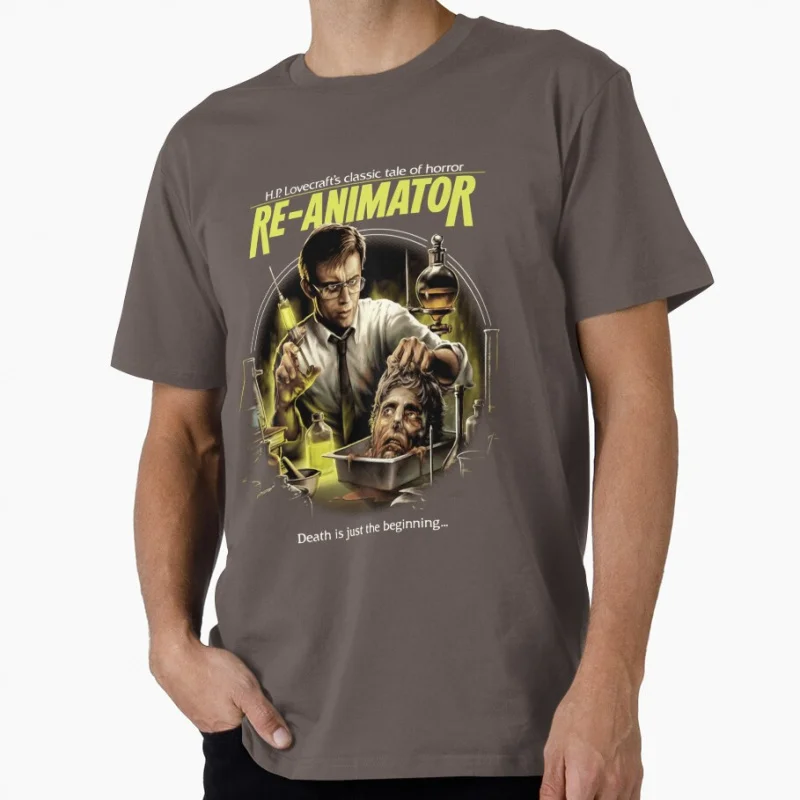Re Animator 1985 Retro zombie horror movie Scary Halloween Gift T shirt for men Large size Tops printed clothes