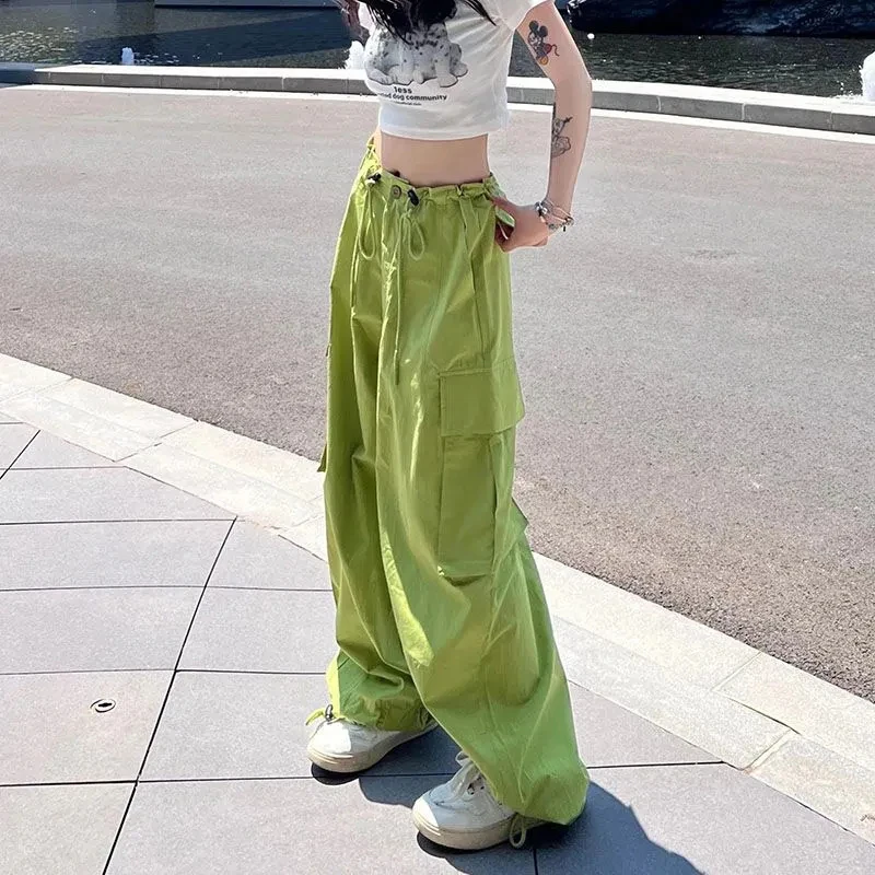 Y2K pantaloni Cargo donna pantaloni sportivi oversize a gamba larga Streetwear pantaloni larghi a vita alta Harajuku pantaloni sportivi Casual Hip Hop