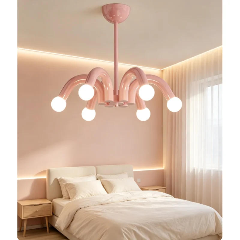 Soft Acrylic Chandelier Minimalist Nordic Chandelier Cream Style Bedroom Chandelier Creative Curved Girl Room Chandelier