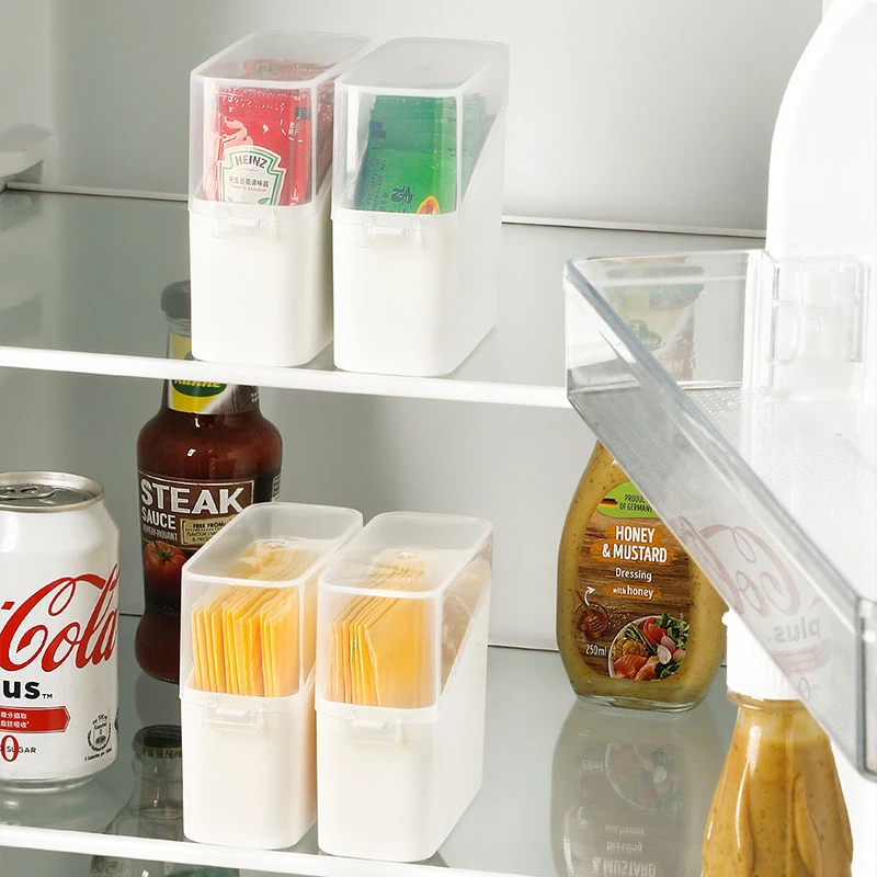 Household Kitchen Storage Box Cheese Cheese Butter Slices Storage Box Refrigerator Side Door Seasoning Pack Storage Box