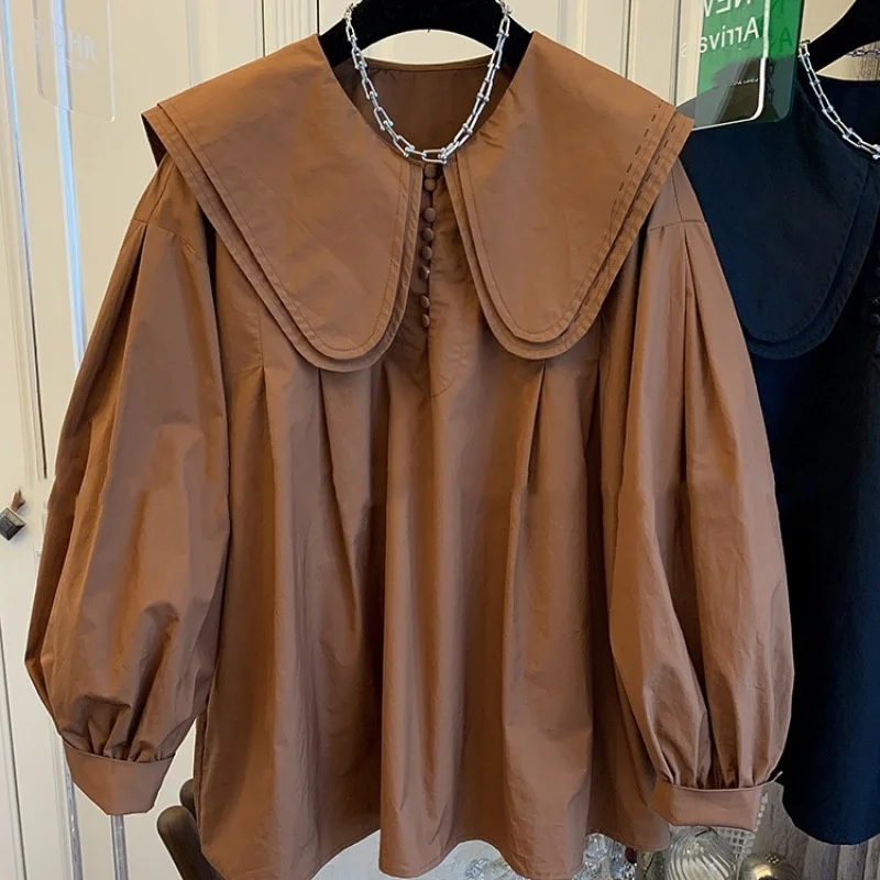 

Новинка осени 2025 года, модная рубашка с длинными рукавами, женская темпераментная рубашка с рукавами-фонариками, топ, женская куртка, женские блузки, женские