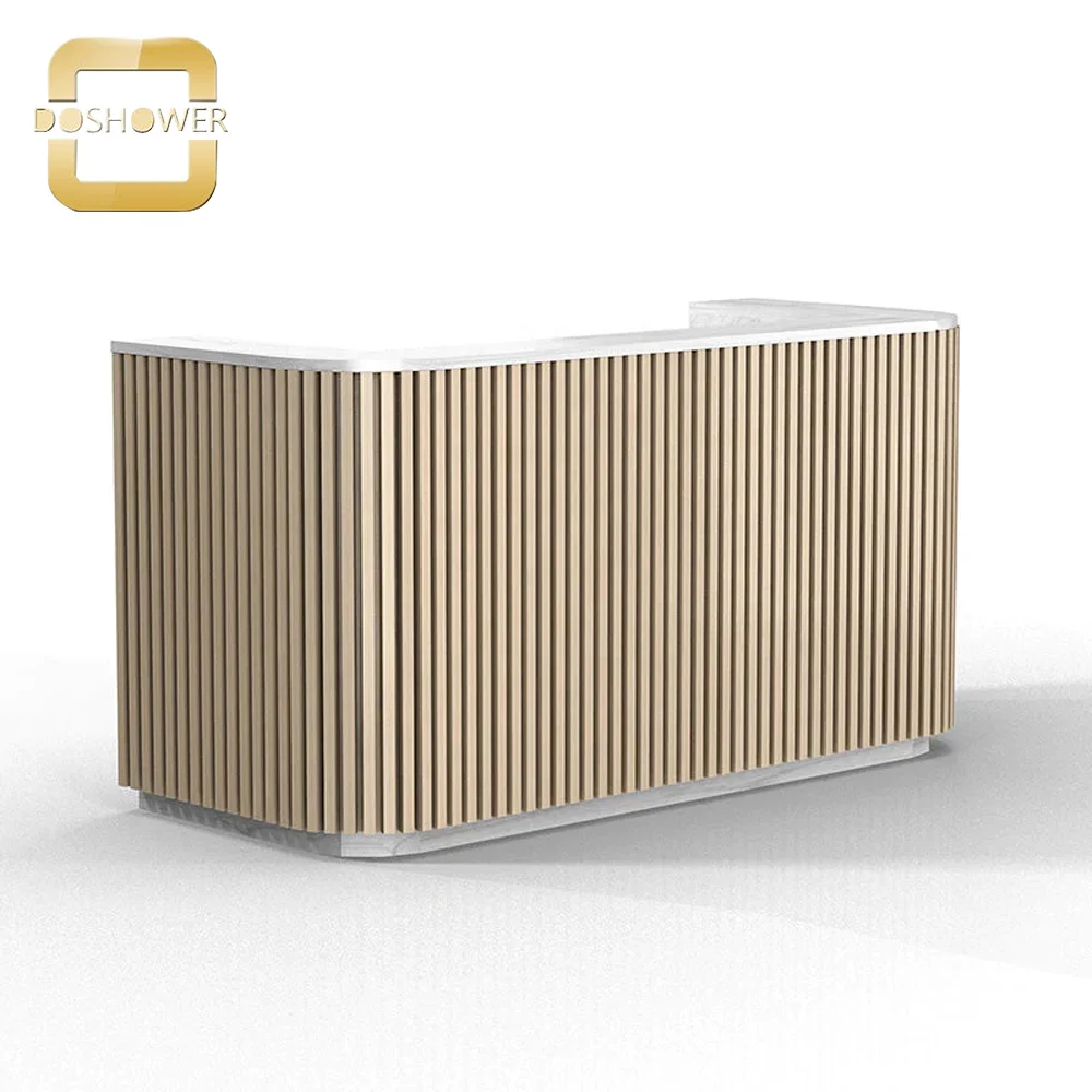 Salon Reception Desk Customized Size with Round Shaped Reception Desk for Reception Desk with Display Glass