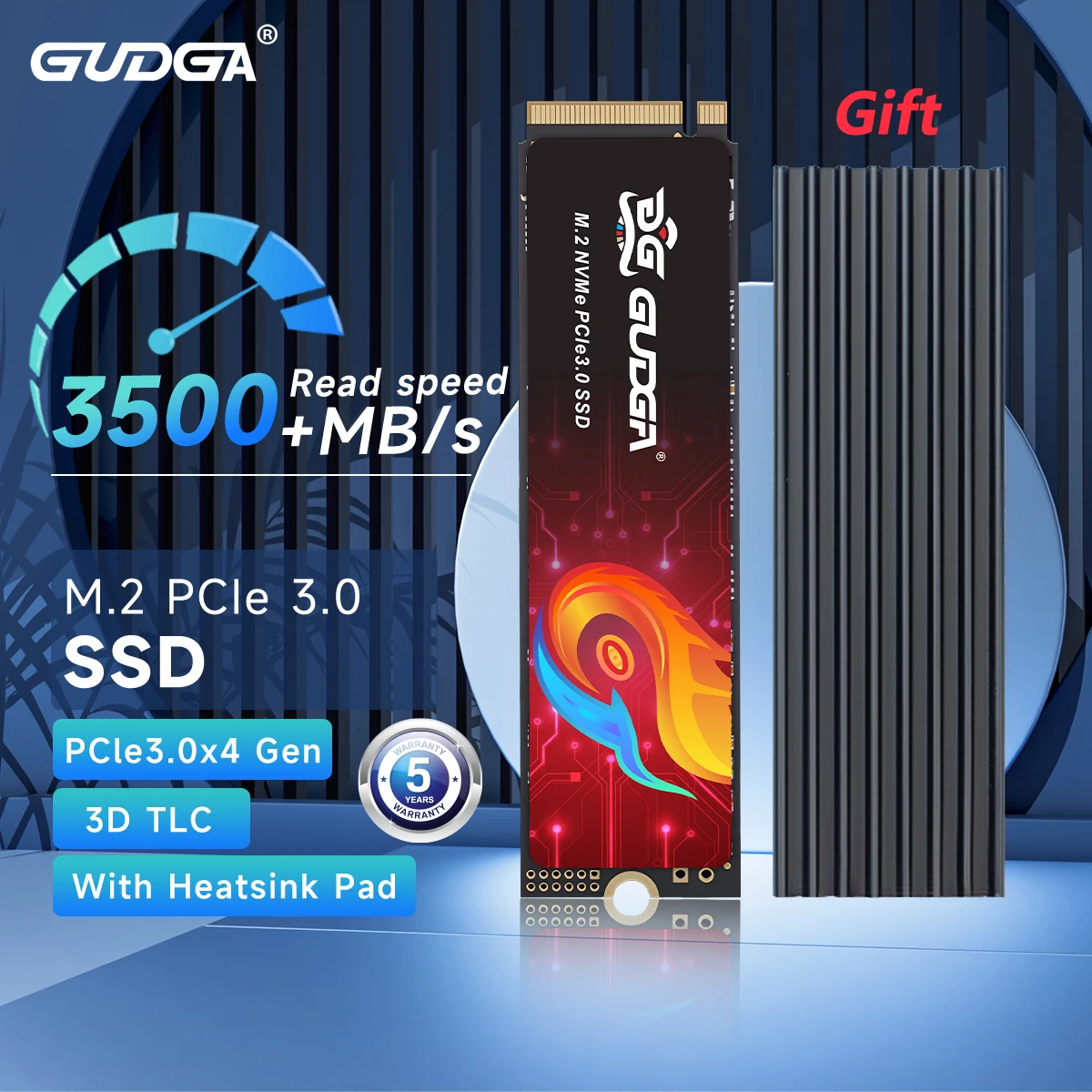 GUDGA 노트북 데스크탑 컴퓨터용 내부 솔리드 스테이트 드라이브, NVME M2 SSD M2 Pcie Gen3, RAM 512G M.2 Mvme, M2 Mkey SSD 