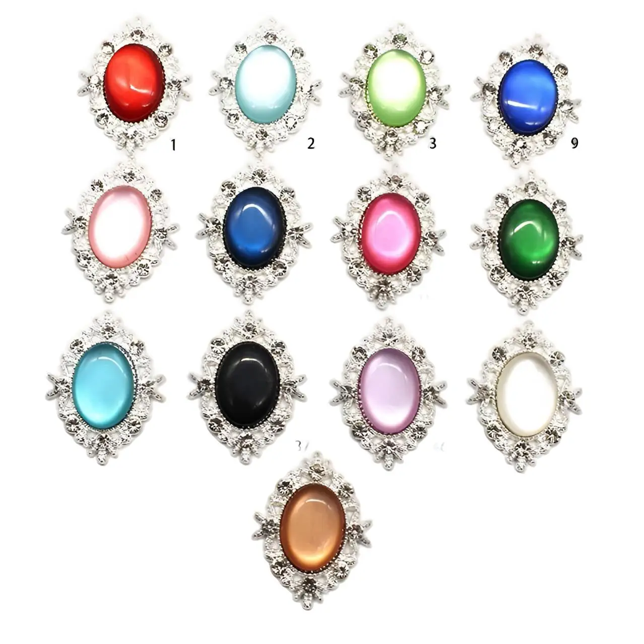 10 pieces of retro oval gemstone inlaid diamond alloy patch DIY handmade clothing accessories and accessories