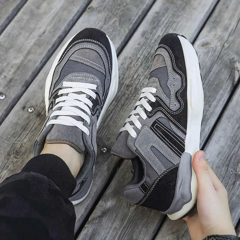 

Мужская спортивная обувь с сетчатым верхом, серая дышащая обувь для прогулок, пешего туризма, трекинга, уличная обувь, размер 9, акция, мужские повседневные кроссовки для спортзала