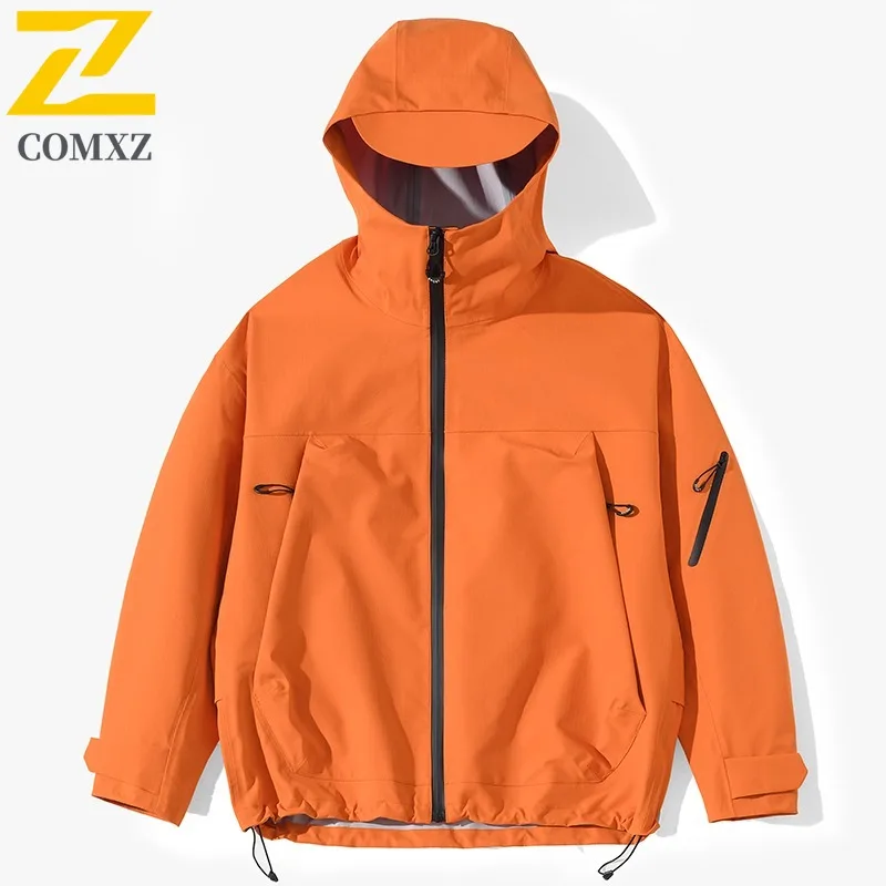 معطف رجالي كبير الحجم من COMXZ مبطن بالصوف دافئ مقاوم للماء مع قلنسوة للتخييم والعمل سترة لراكبي الدراجات النارية ملابس خارجية مريحة مضادة للرياح للتزلج #2