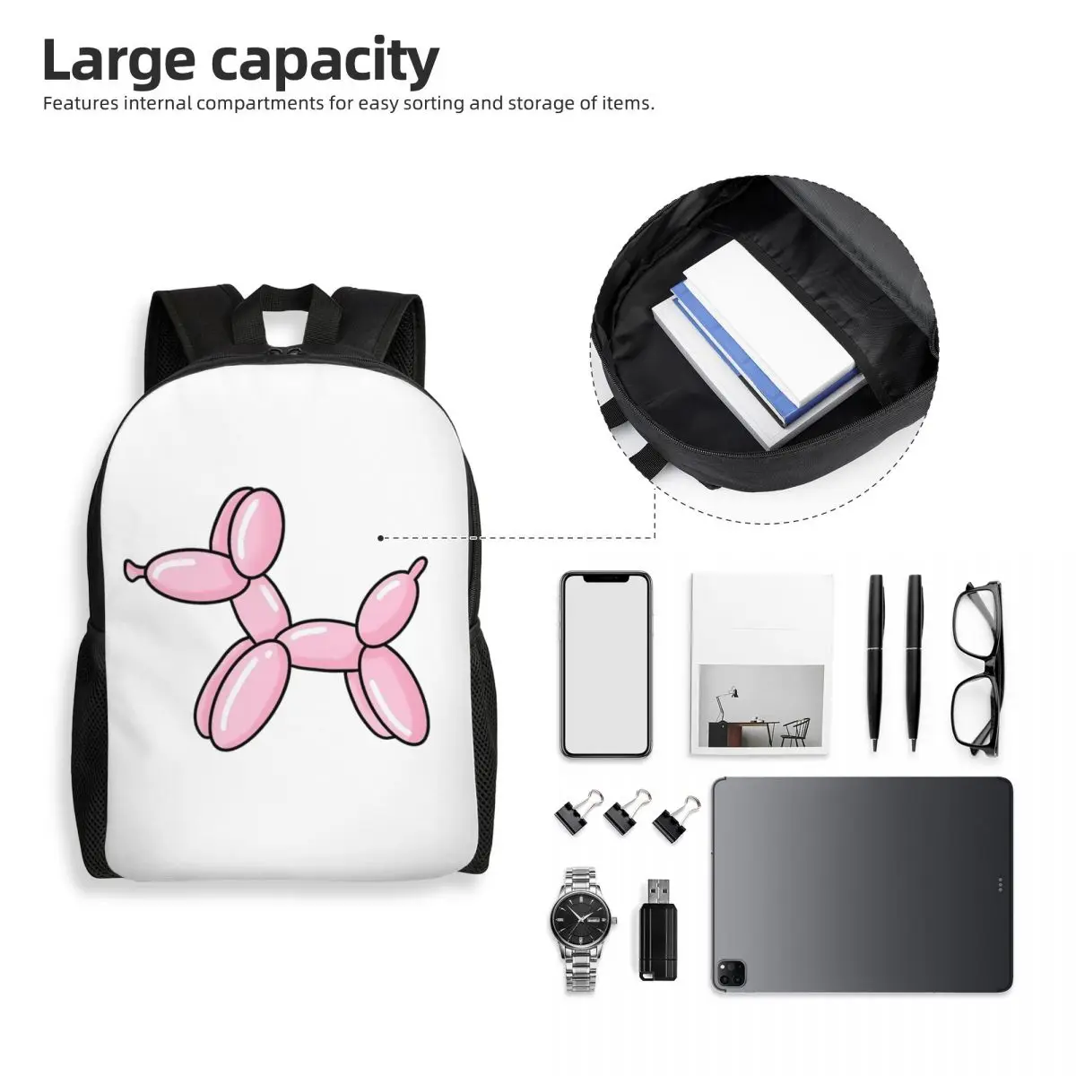 حقيبة ظهر مدرسية للطلاب باللون الكلب الوردي للمشي لمسافات طويلة والسفر حقيبة نهارية للرجال والنساء حقيبة كتب عصرية حقائب كتف