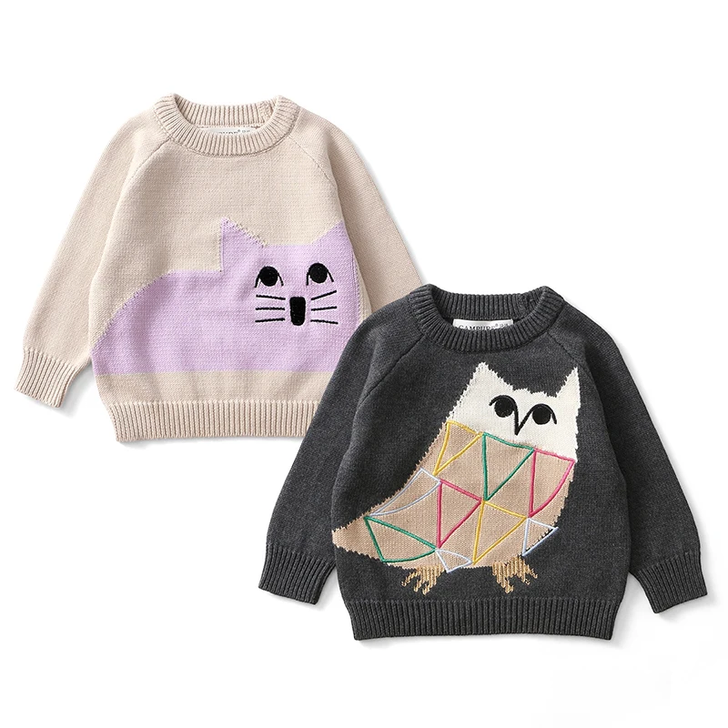 

2025 New Autumn 1-6Yrs Baby Girls Knitted Clothes Long Sleeved Knitted Cartoon Casual Loose Pullover Sweater Kids Sweater