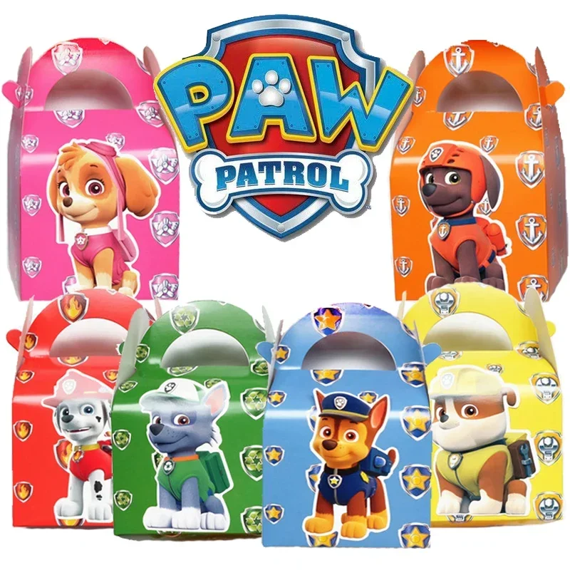 Sacs d'anniversaire Paw Patrol, cadeaux de fête, décorations pour fête d'anniversaire, sacs cadeaux en papier avec poignée, boîte à bonbons, articles pour fête prénatale, fournitures pour enfants.