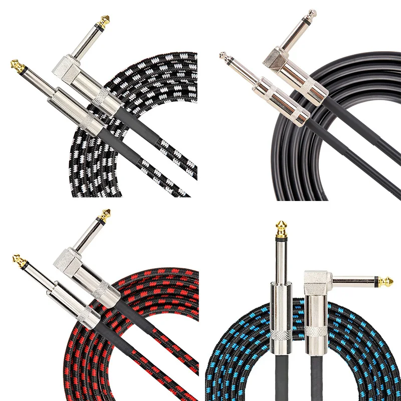 Cables de Audio TRS de 6,35mm, Cable de Audio de 1/4 pulgadas y 6,5mm para bajo de guitarra eléctrica, Cable conector de bajo ruido blindado chapado en oro de 1,5 m y 3m ﻿
