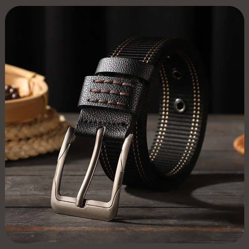 

Casual Men's Patchwork Canvas Belt Nylon Belt with Needle Buckle Stylish Decorative Belts for Men