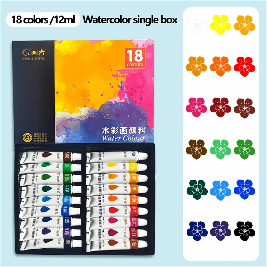 Aquarell-Malset, 12 Farben/18 Farben/24 Farben/36 Farben, 12 ml/0,406 Unzen Tubenverpackung, Geeignet für intensive Farben – Detail 9