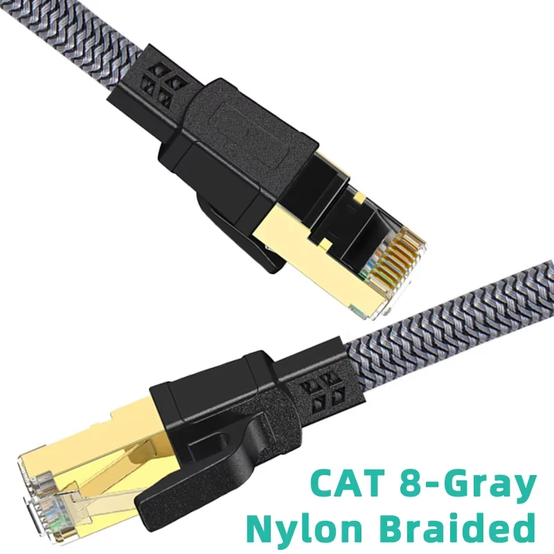 RJ45 Network Cable Gaming Flat Nylon Braided Cable 2000Mhz High Speed RJ45 Cable Network Ethernet Cable For PS5 Router Smart TV