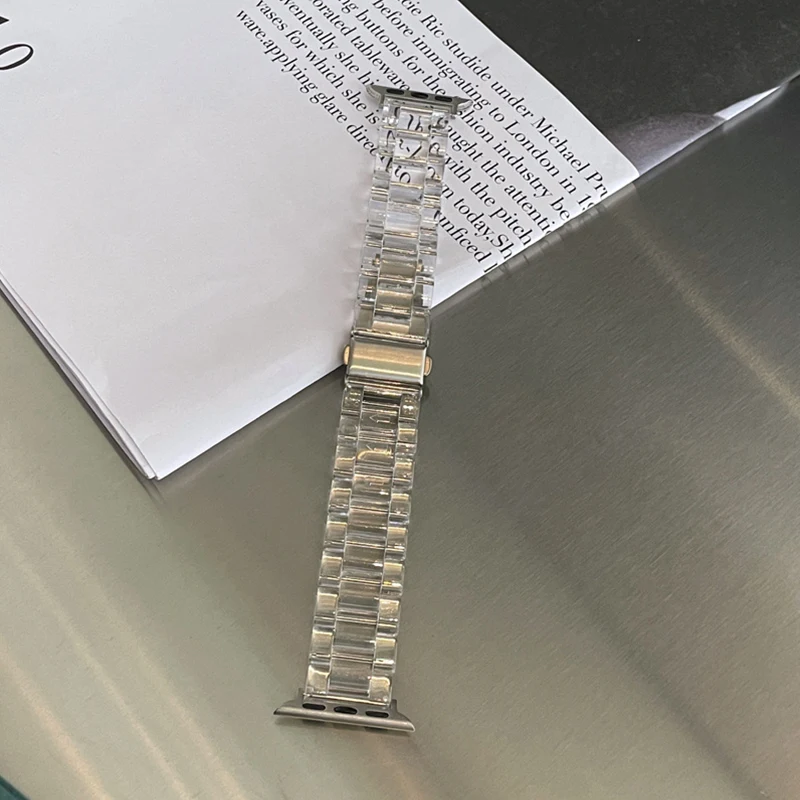حزام شفاف لساعة أبل ، سوار أكريليك بسيط شفاف لساعة iWatch 9 ، 8 ، SE ، 7 ، 6 ، 5 ، 4 ، 3 ، 38 ، 40 ، 41 ، 42 ، 44 ، 45 ، Ultra 49 ، الموضة