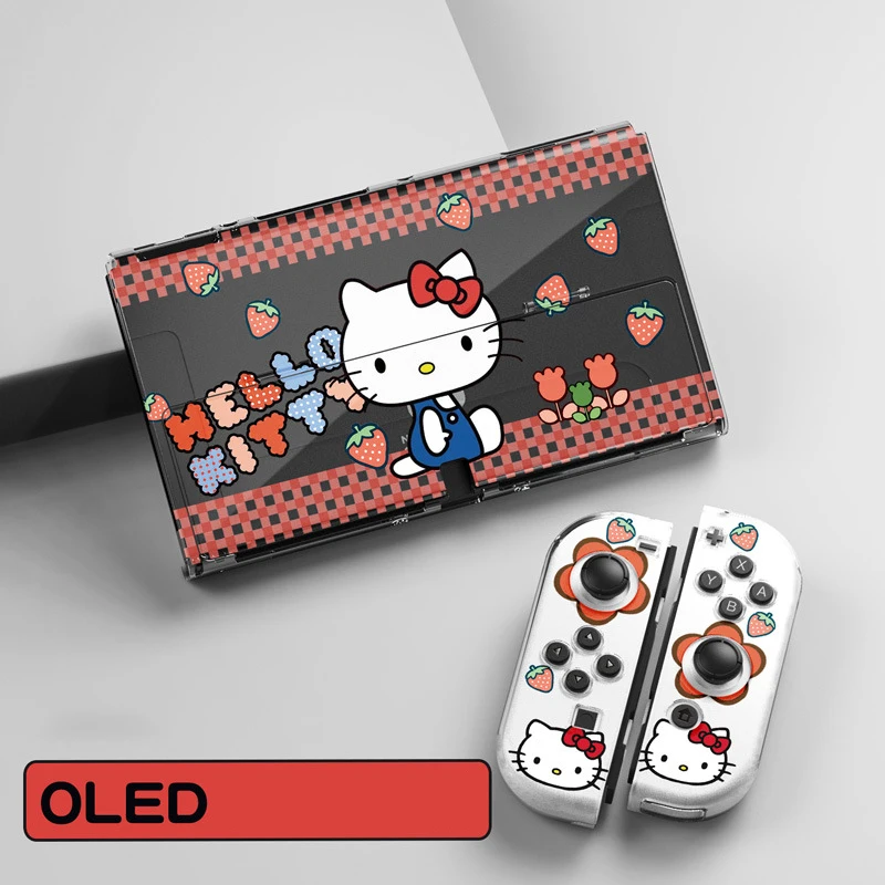 Sanrio Hello Kitty Case for Nintendo Switch OLED NS Game Host Console Joy-Con Controller Shell Protective Transparent Hard Cover