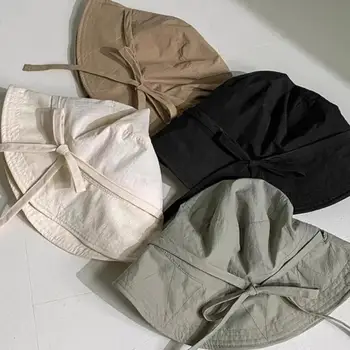 여성용 레이스업 어부 모자, 여름용 조절 가능한 넓은 챙 선햇, 버킷 모자, 방풍 로프, 햇빛가리개 대야 모자