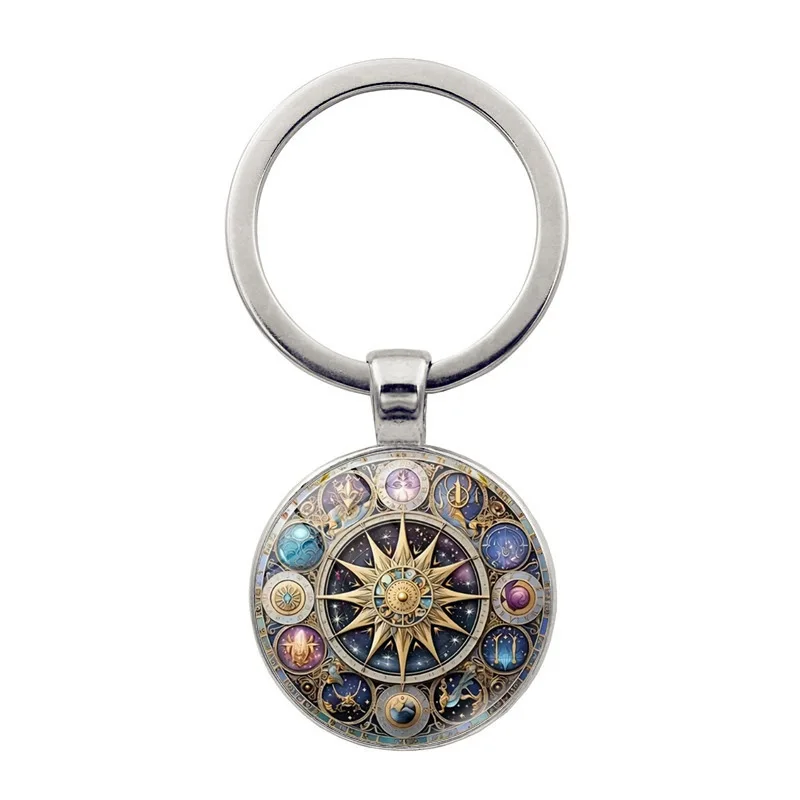 Picture 3: 1PC Trendy Key Ring Sun Moon Constellation Symbols Keychain with Cool Charm, Decorative Accessory for Bags & Backpacks Gift