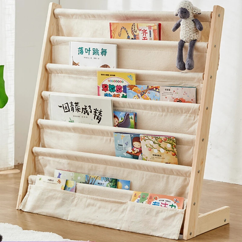 Children\'s Bookshelf, Picture Book Rack, Solid Wood Floor Shelf, Baby Reading Corner Storage Rack, Kindergarten Book  Cabinet